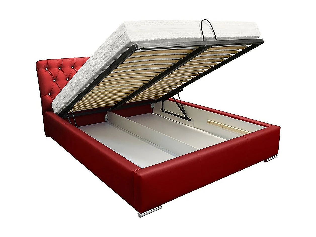 Cama Baltimore 101, Doble, Negro, 160x200, Cuero ecológico, Somieres, 180x227x100cm