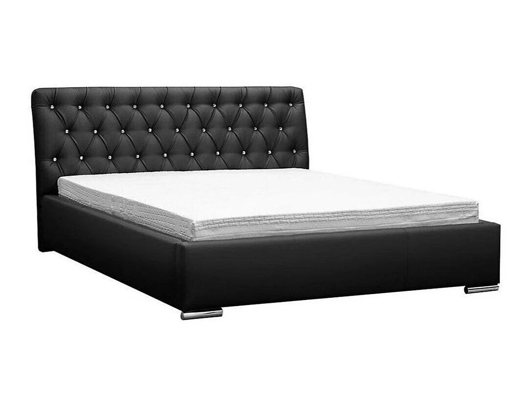 Cama Templum I, Doble, Negro, Cuero ecológico, Somieres, 18x23x10cm