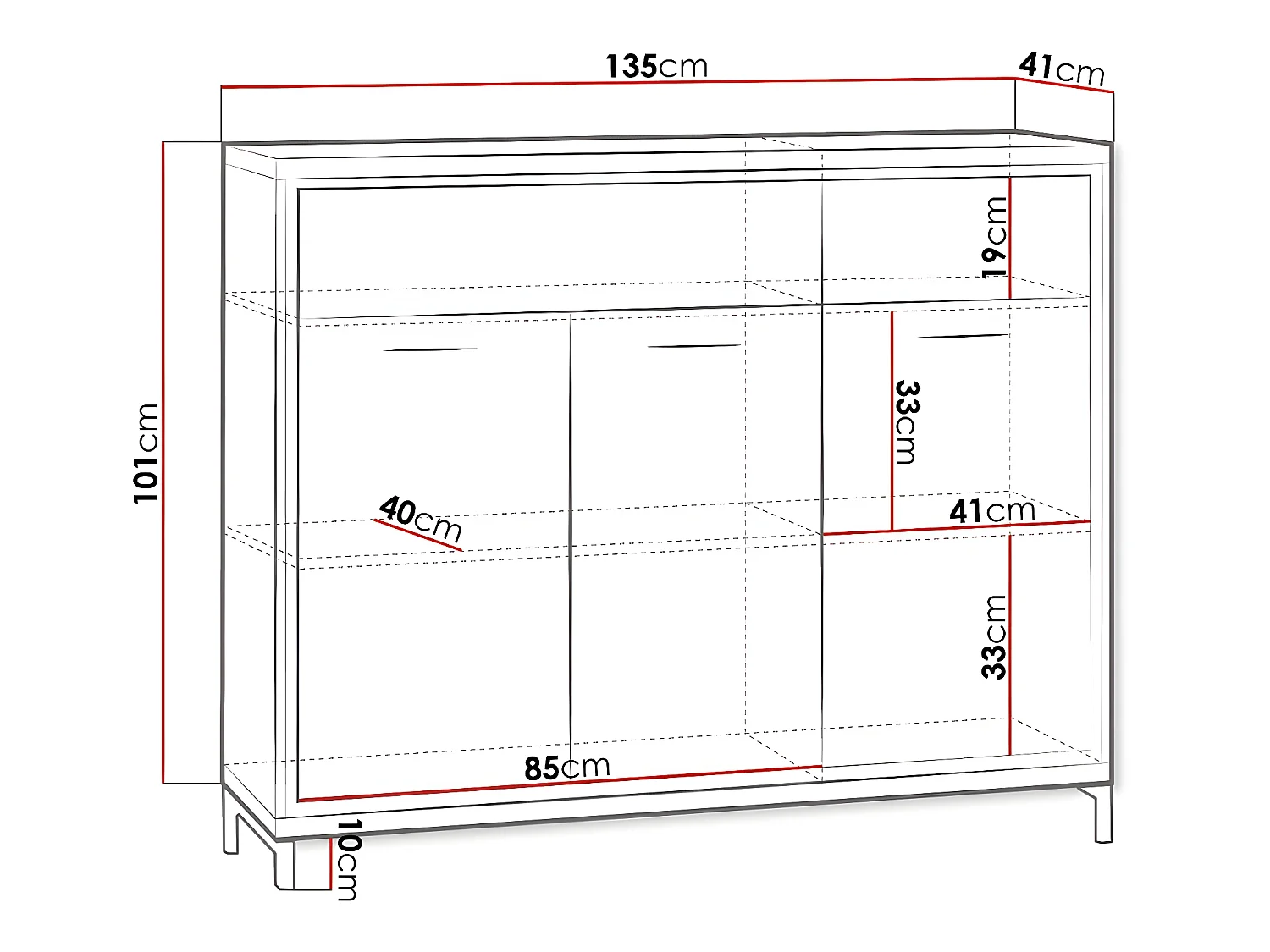 Cassettiera Etrmoni 104, Con cassetti e ante, Numero di cassetti: 2.00, 101x135x41cm