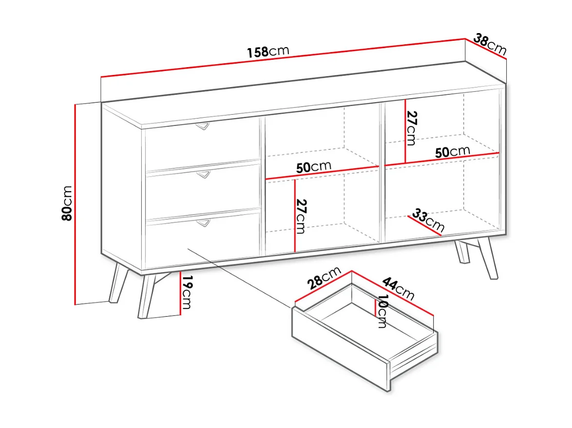 Aparador AMBIHOME CHO - Bege, C158xP38xA80cm