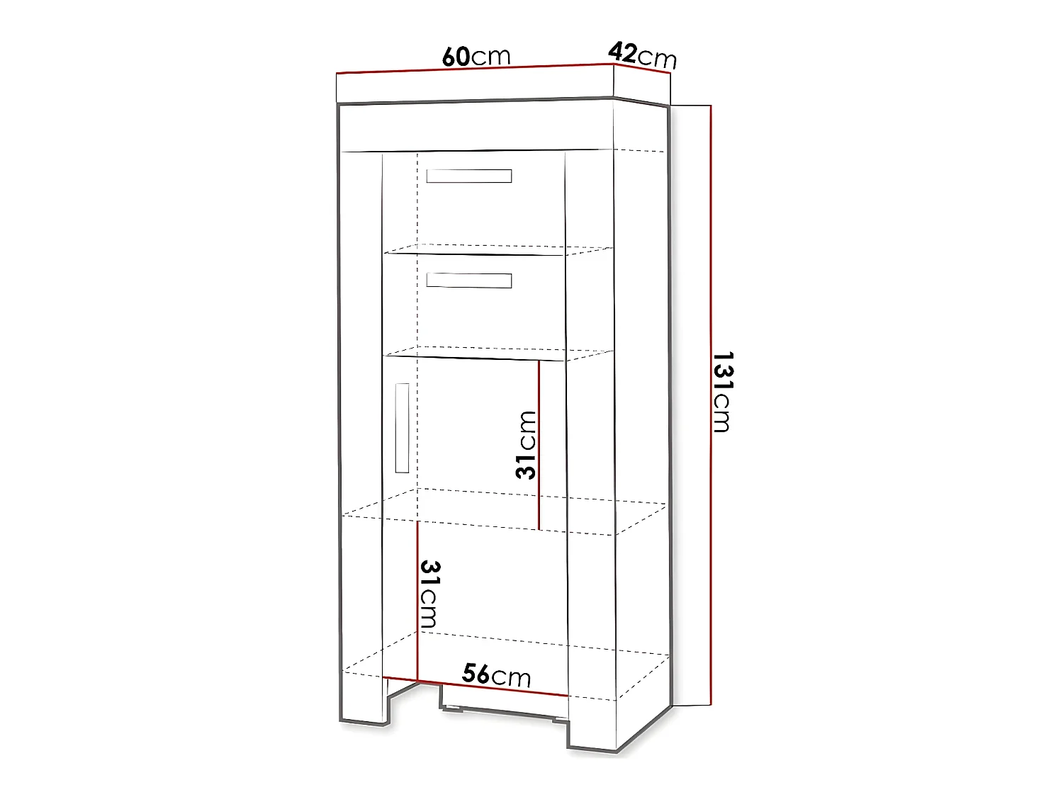 Cómoda Melfeli 105, Con cajones y puertas, Número de cajones: 2, 131x60x42cm
