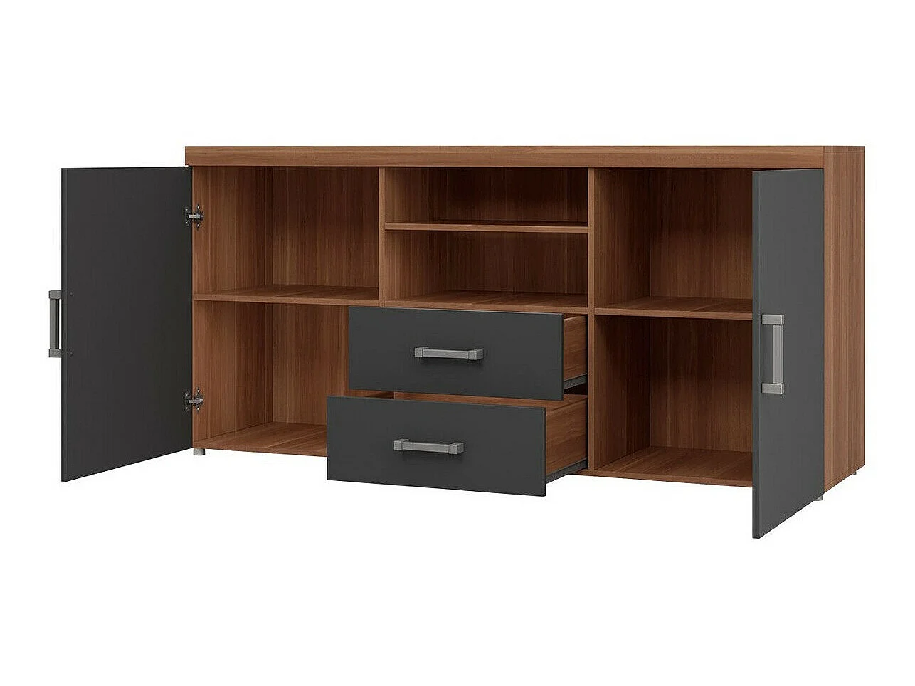 Commode Cormiru 103, Chêne de saint marin|Crème, Avec tiroirs et portes, 80x164x45cm