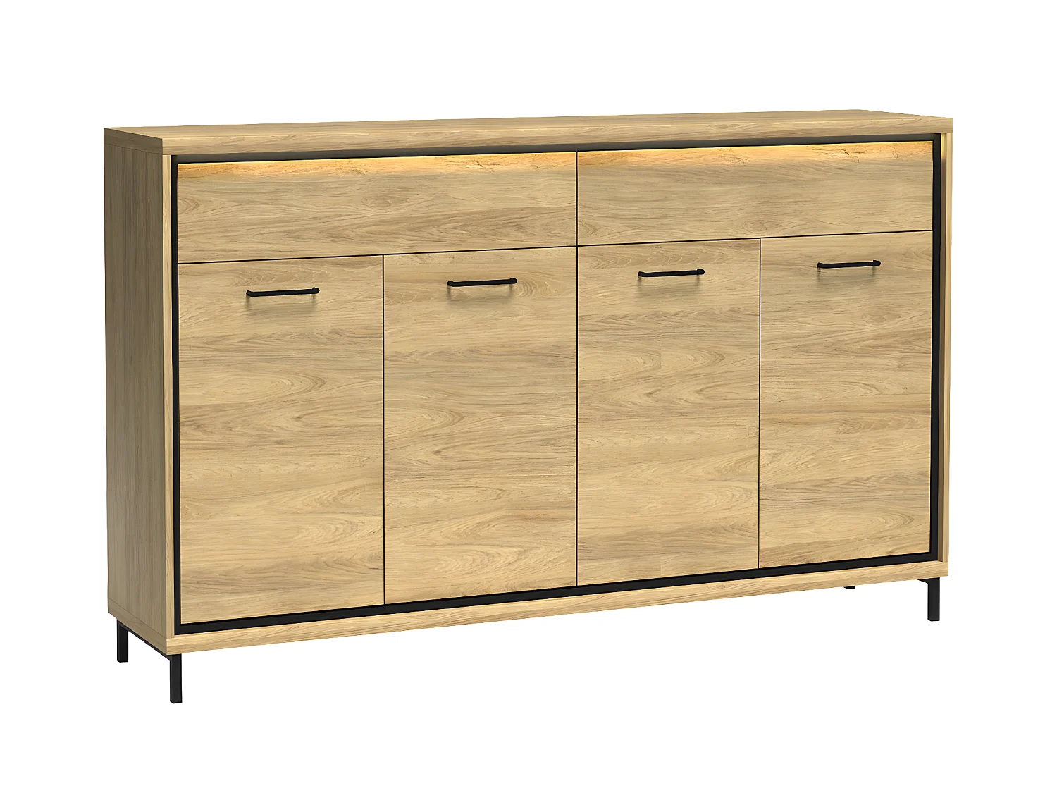Commode Etrmoni 105, Clair bois, Avec tiroirs et portes, Nombre de tiroirs: 2, 101x177cm