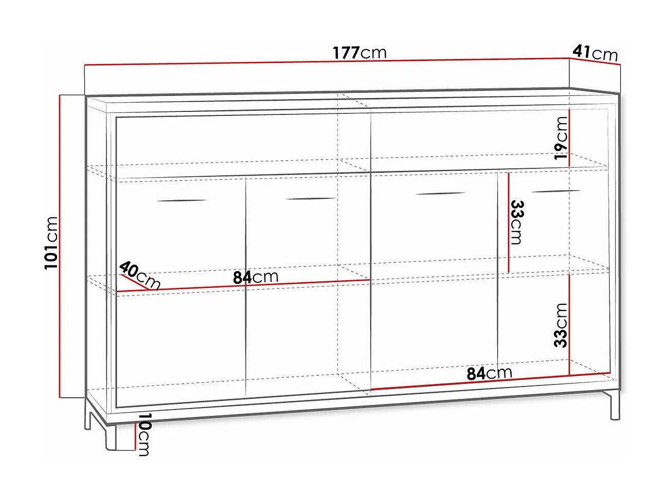 Cómoda Etrmoni 105, Luminoso madera, Con cajones y puertas, Número de cajones: 2, 101cm