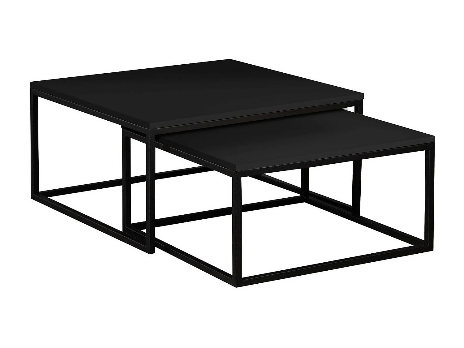 Ensemble tables basses Oswego 101, Noir, 39x76x76cm, Stratifié, Angulaire