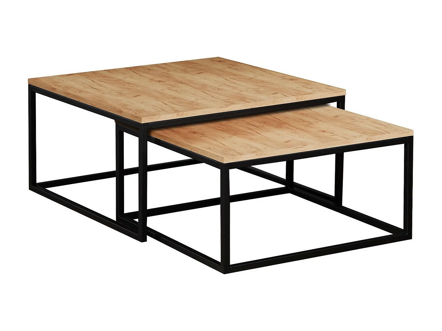 Conjunto mesa de centro Oswego 101, Negro|Craft roble, 39x76x76cm, Aglomerado laminado