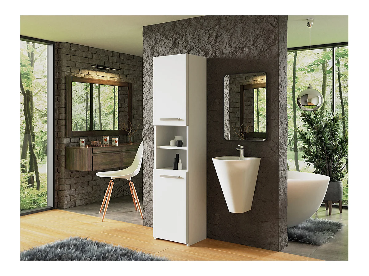 Armoire de bain indépendante Comfivo 187, Blanc, À poser, Le nombre de portes: 2, 170cm