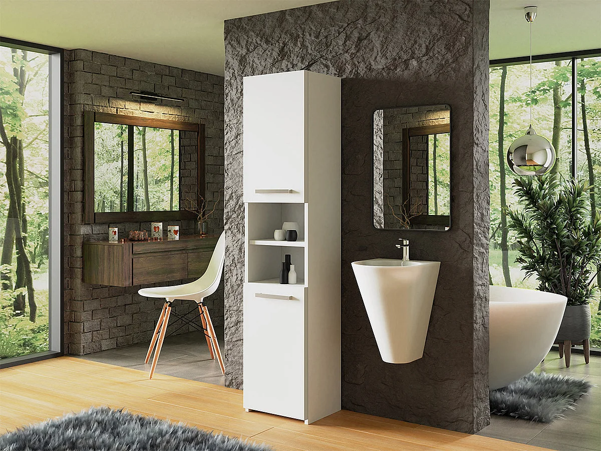 Armoire de bain indépendante Comfivo 187, Blanc, À poser, Le nombre de portes: 2, 170cm