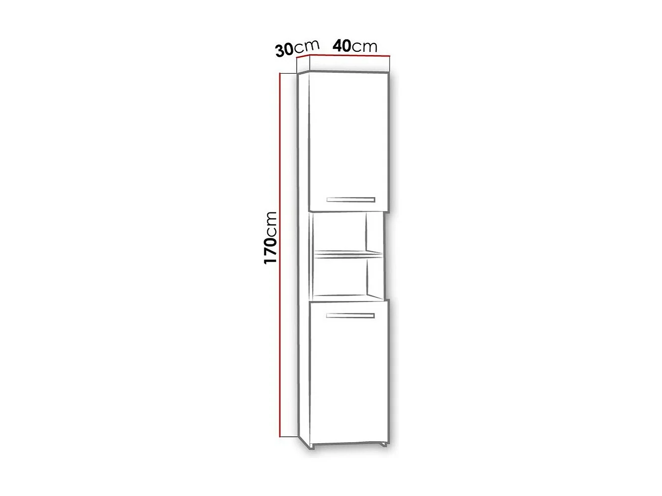 Armoire de bain indépendante Comfivo 187, Blanc, À poser, Le nombre de portes: 2, 170cm