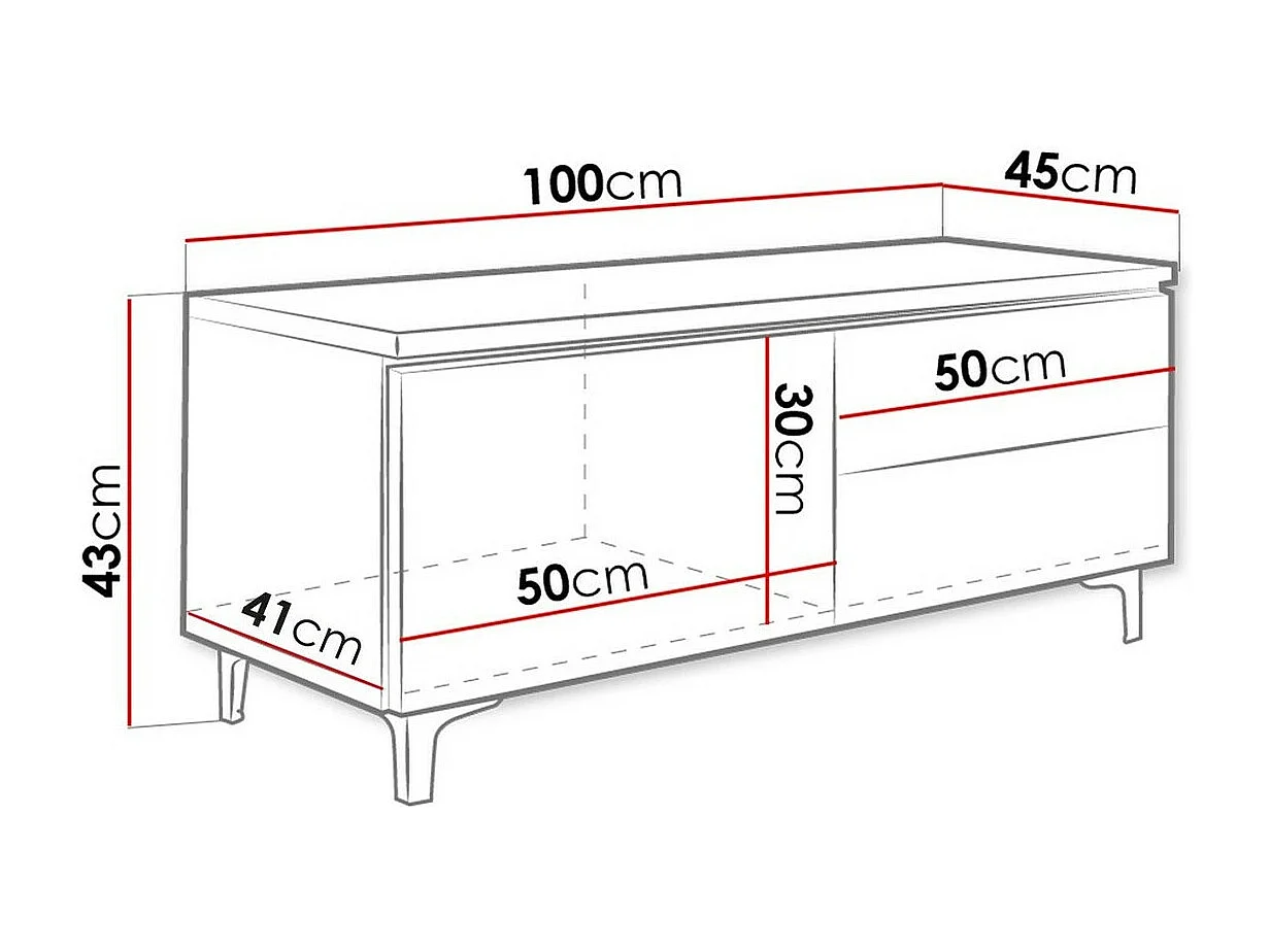 Mueble TV Nashville 118, Número de puertas: 1.00, Número de cajones: 2.00, 100x43x45cm