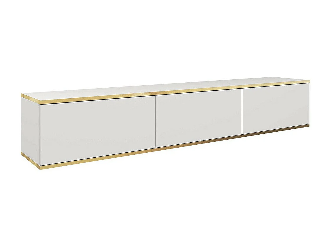 Mueble TV Lima 124, Blanco|Dorado, Número de puertas: 3.00, 175x30x32cm