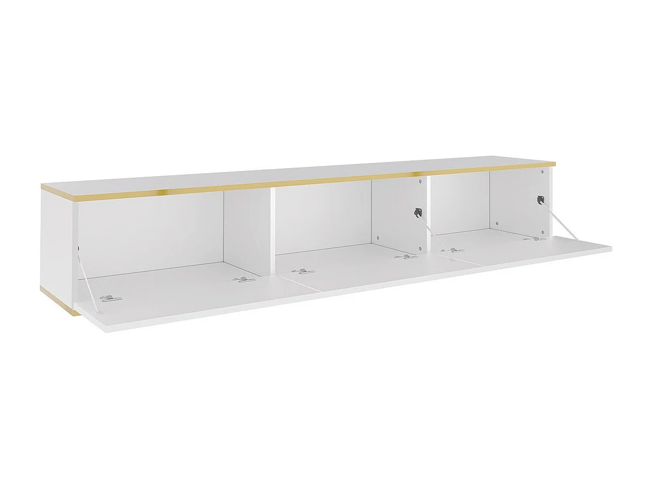 Mueble TV Lima 124, Blanco|Dorado, Número de puertas: 3.00, 175x30x32cm