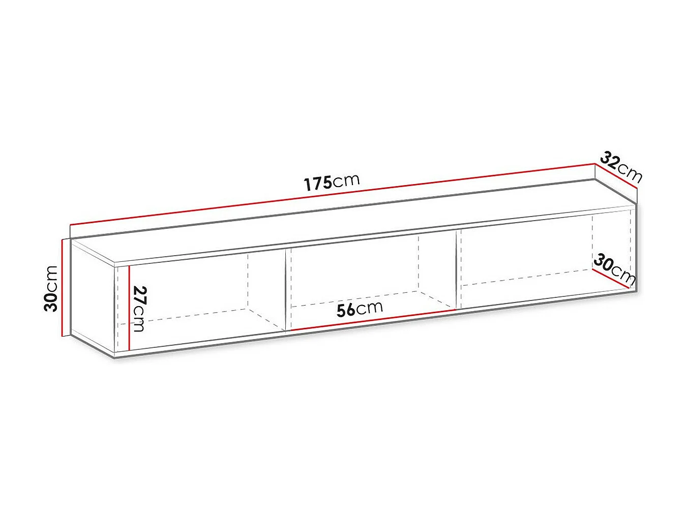 Mueble TV Lima 124, Blanco|Dorado, Número de puertas: 3.00, 175x30x32cm