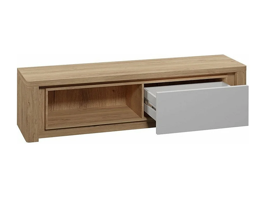 Mueble TV Stanton G108, Ribbeck roble|Blanco brillante, Número de cajones: 1.00, 162x42cm