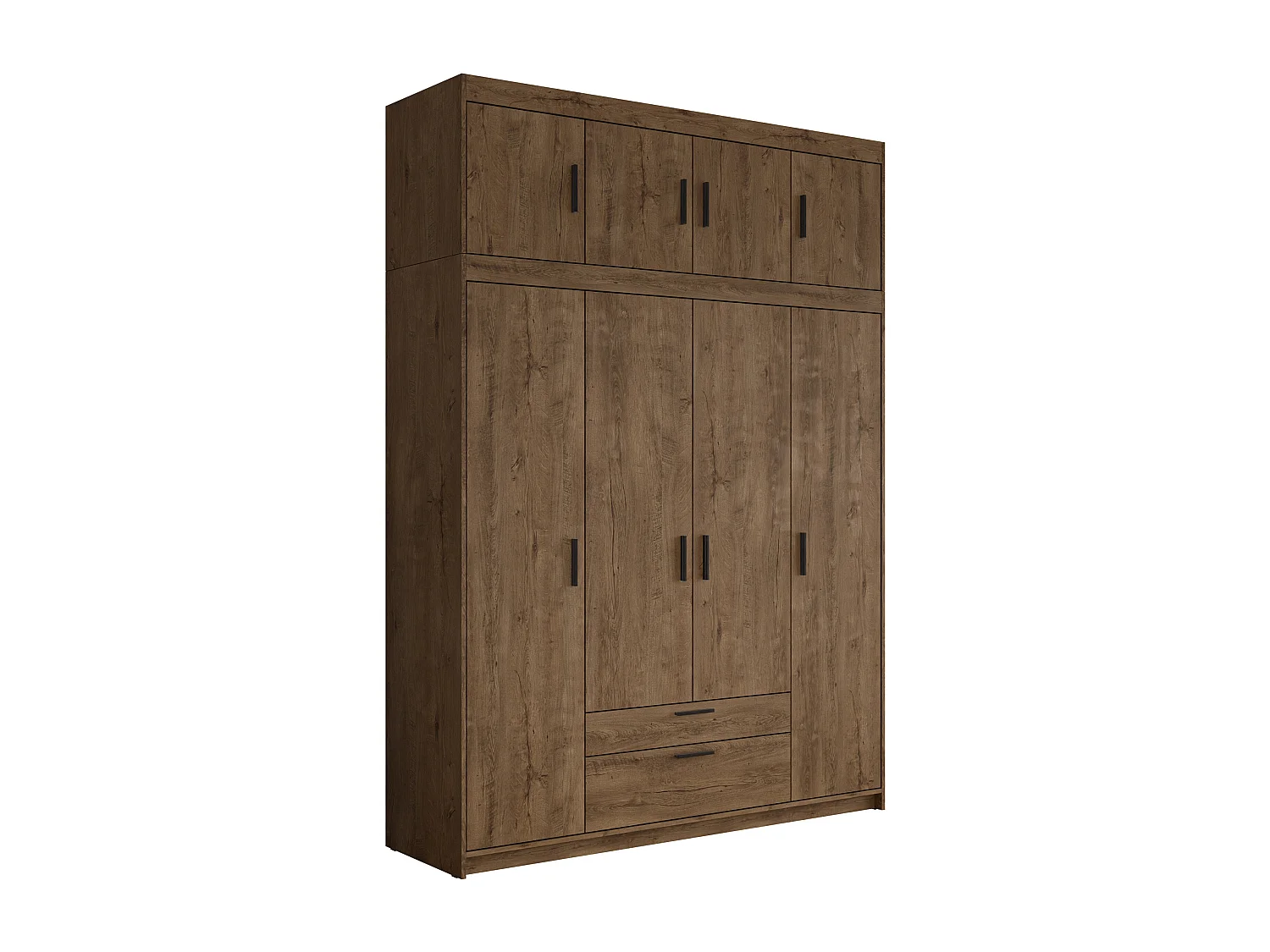 Armario Novduni 106, Roble de lefkada, 246x177x53cm, Puertas de armario: Con bisagras