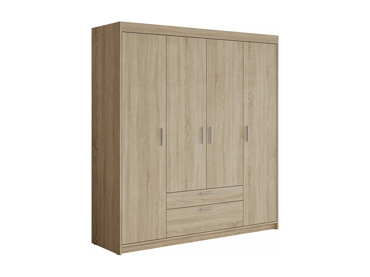 Armario Novduni 107, Roble Sonoma, 191x176x53cm, Puertas de armario: Con bisagras