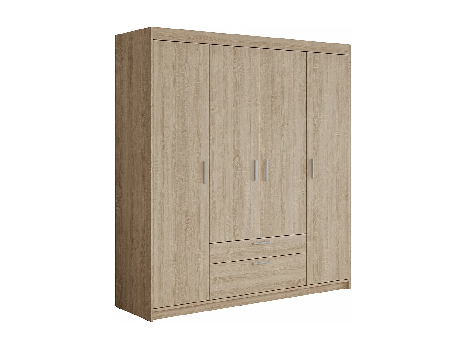 Armario Novduni 107, Roble Sonoma, 191x176x53cm, Puertas de armario: Con bisagras