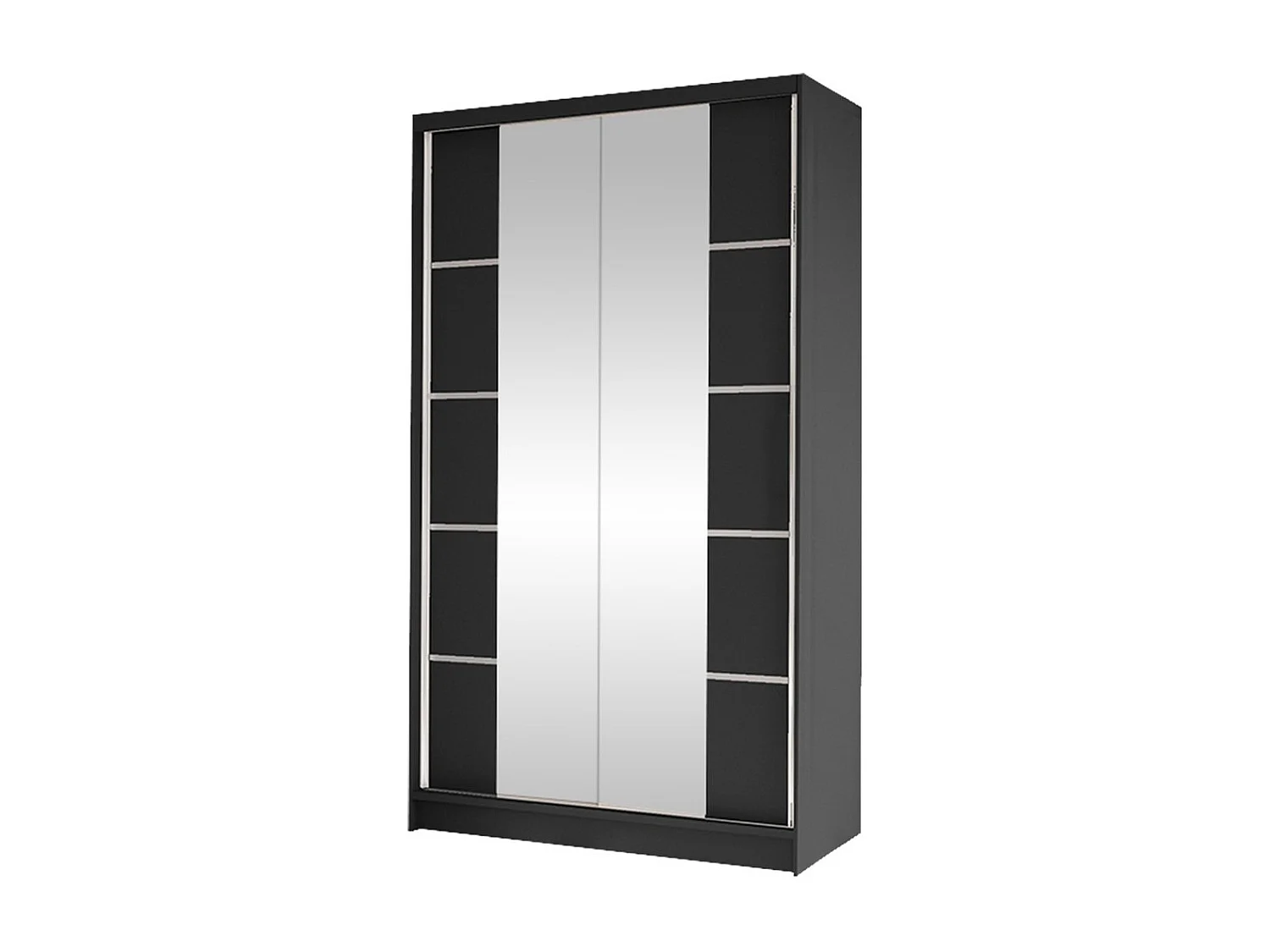 Armoire Closico 168, Noir, 200x100x58cm, Portes d'armoire: Coulissantes