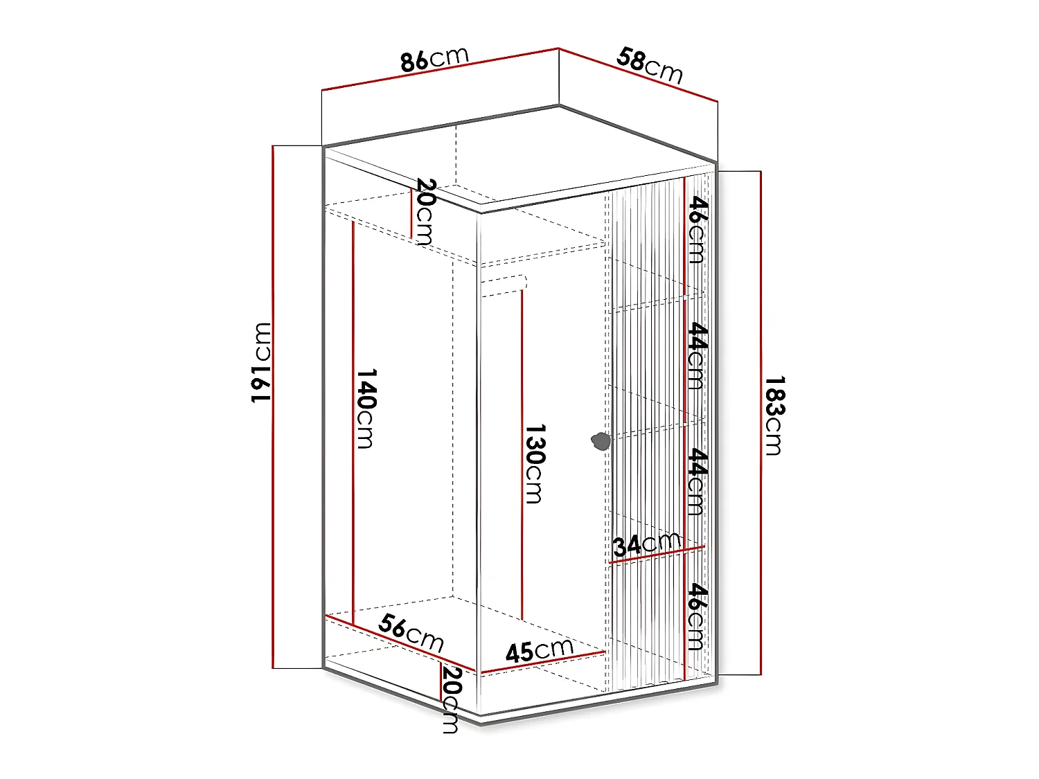 Roupeiro Venmava 100, Número de prateleiras: 4, 19x9x6cm