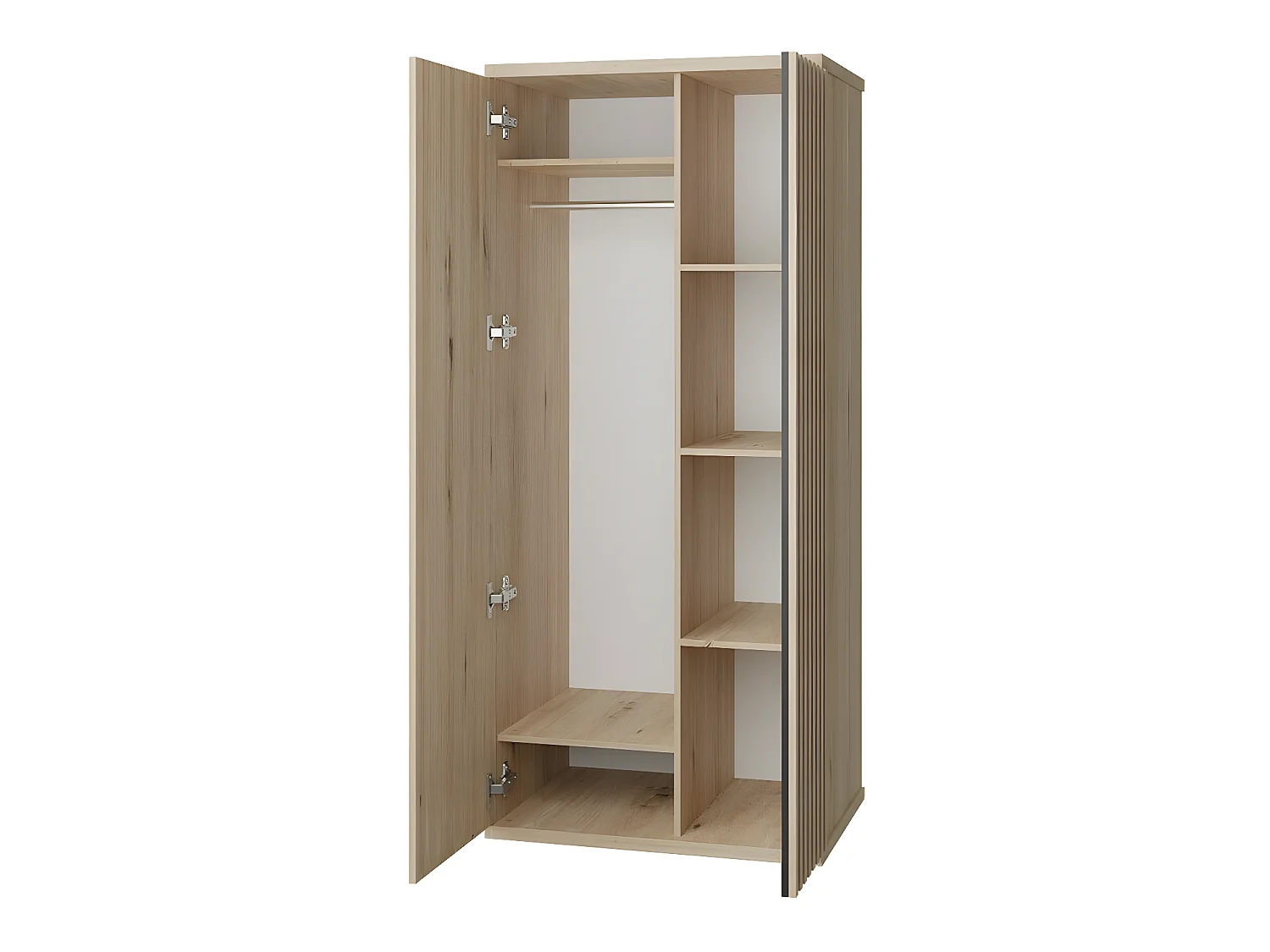 Armario Venmava 100, Negro|Roble Artisan, 191x86x58cm, Puertas de armario: Con bisagras