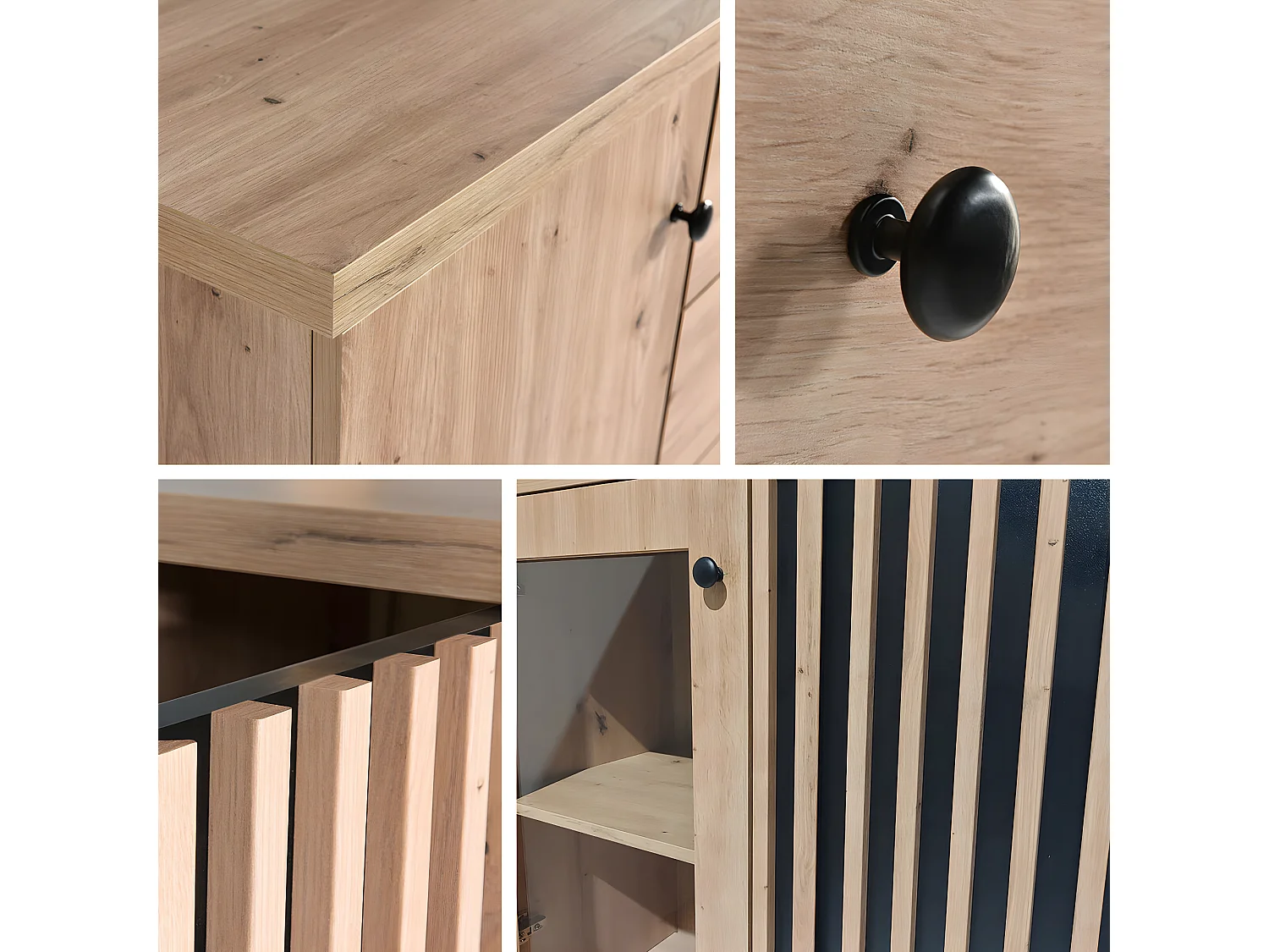 Armario Venmava 100, Negro|Roble Artisan, 191x86x58cm, Puertas de armario: Con bisagras