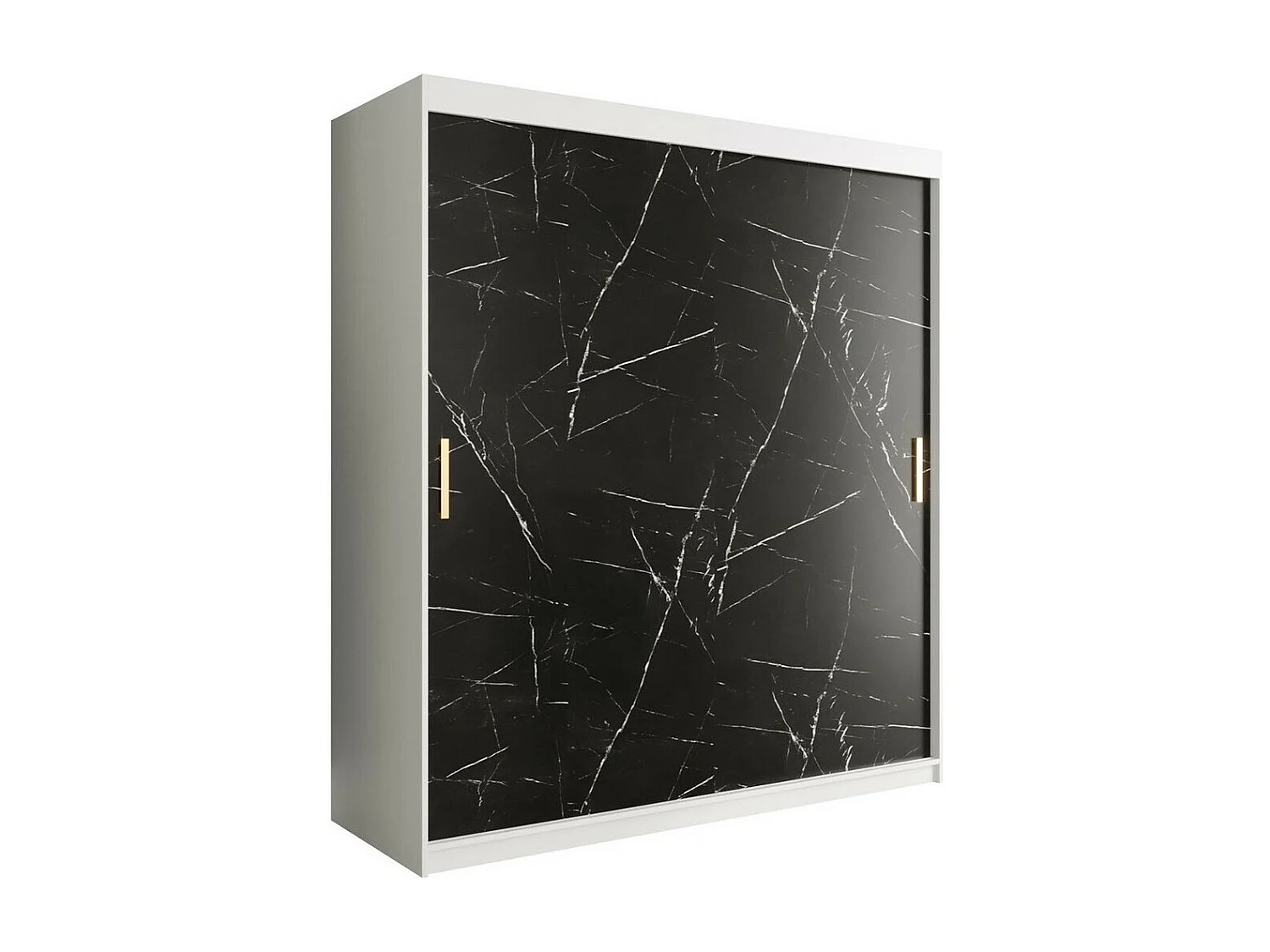 Armario Hartford 249, Mármol negro|Mate blanco, 200x180x62cm, Número de estantes: 7