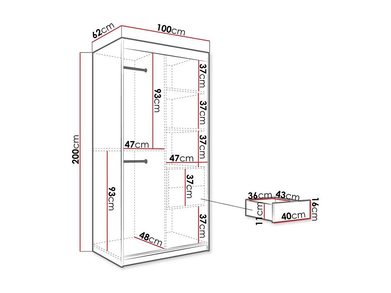 Armoire Hartford 252, Marbre noir|Noir mat, 200x100x62cm, Portes d'armoire: Coulissantes