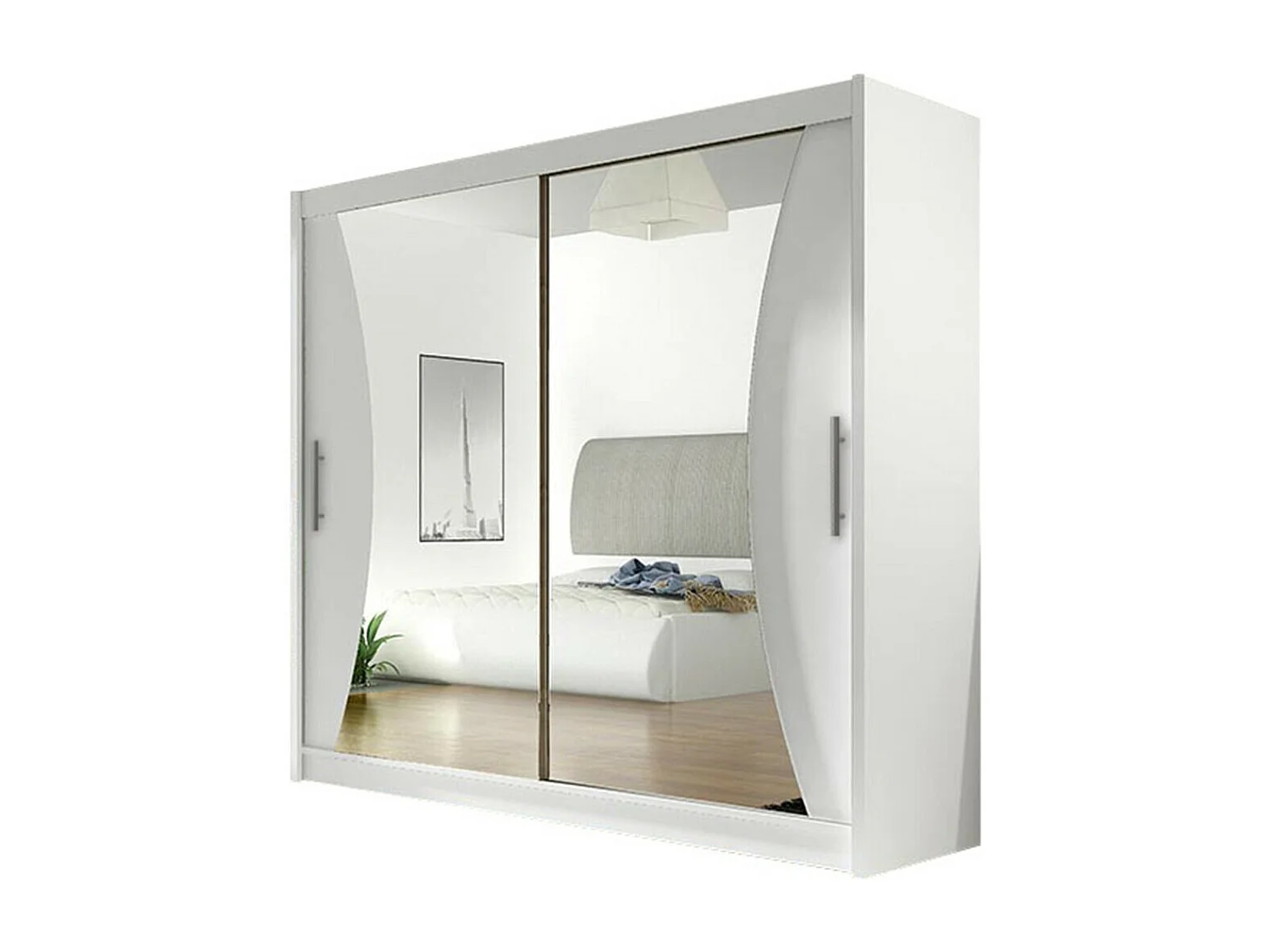 Armario Closico 124, Blanco, 215x180x57cm, Puertas de armario: Correderas