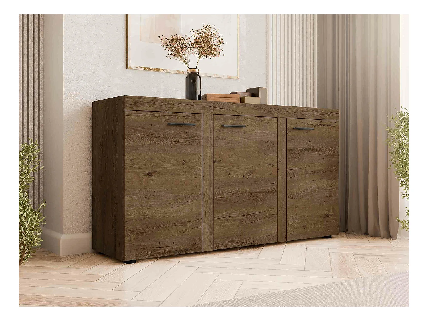 Buffet Tucson 121, Chêne de Lefkas, 82x149cm, Le nombre de portes: 340cm, Stratifié