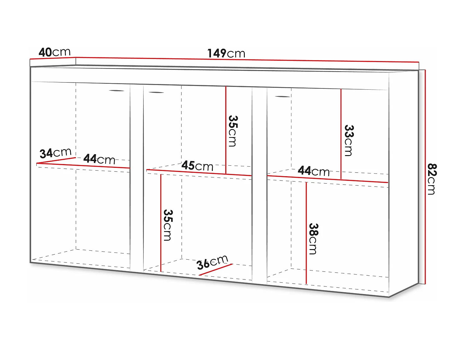 Buffet Soca I, Chêne de Lefkas, 82x149cm, Le nombre de portes: 340cm, Stratifié