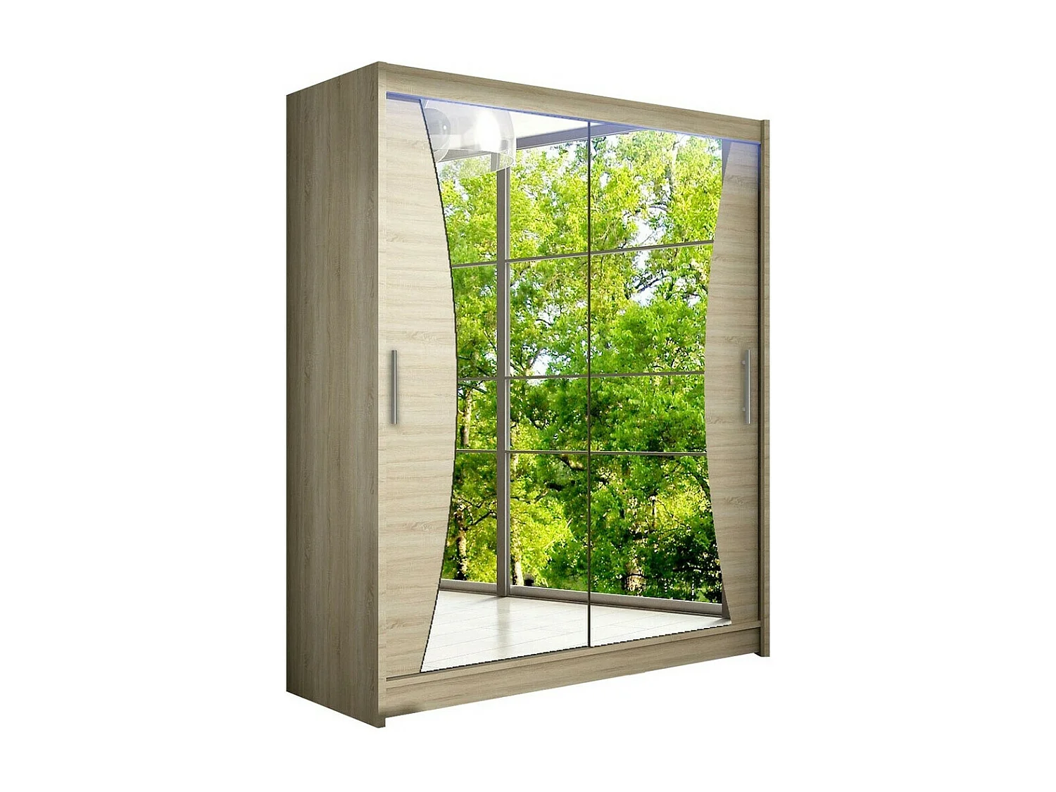 Armario Closico 116, Roble Sonoma, 200x150x58cm, Puertas de armario: Correderas