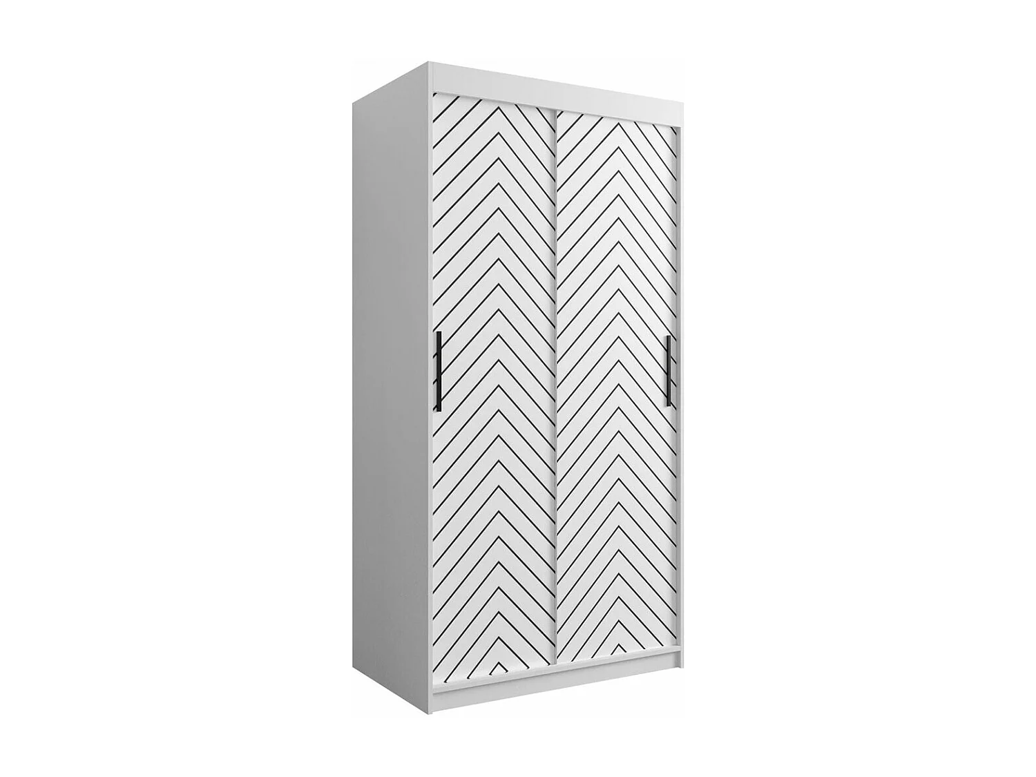Armoire Hartford 306, Noir|Blanc, 200x100x62cm, Portes d'armoire: Coulissantes