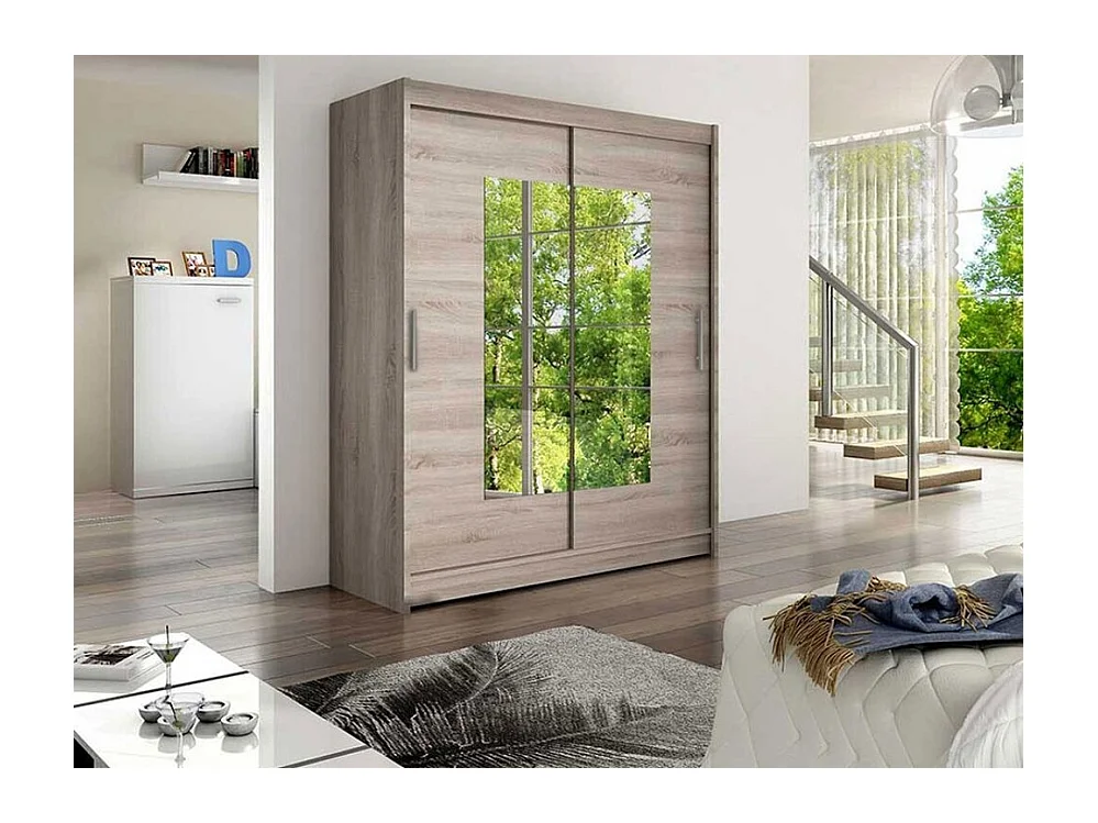 Armario Closico 104, Trufa roble, 200x150x58cm, Puertas de armario: Correderas
