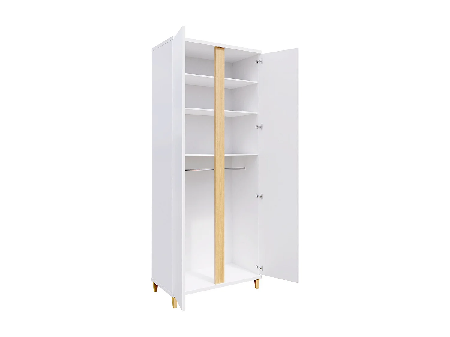 Armoire Livseri 114, Blanc brillant|Blanc|Noir brillant, 200x90x55cm