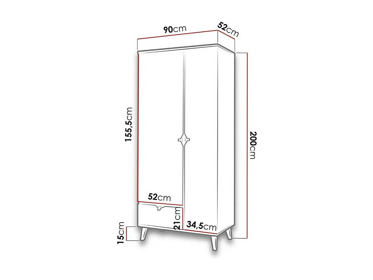 Armoire Etrmoru 141, Blanc|Chêne doré|Graphite, 200x90x52cm, Nombre d'étagères: 5