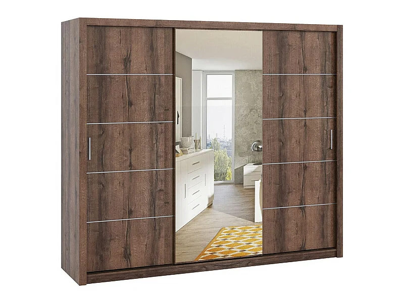 Armario Catromi 111, Roble del Monastery, 215x250x62cm, Puertas de armario: Correderas