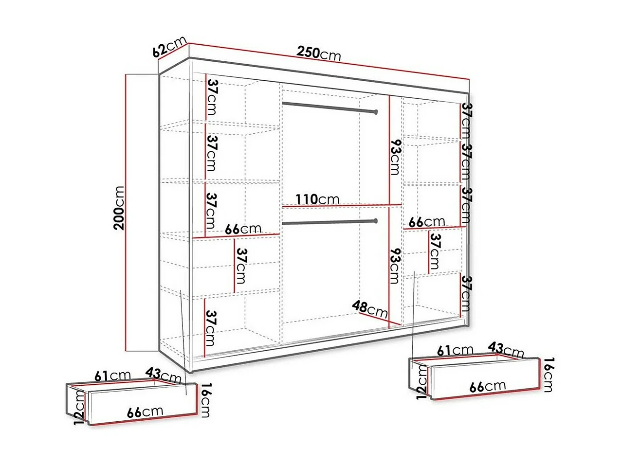 Roupeiro Hartford 251, Número de prateleiras: 7, 20x25x6cm