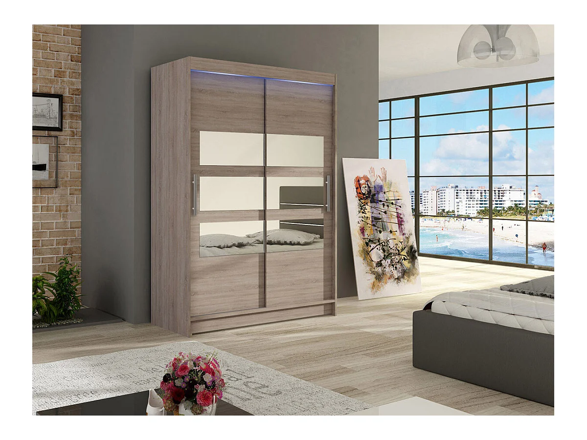 Armoire Closico 109, Truffe chêne, 200x120x58cm, Portes d'armoire: Coulissantes