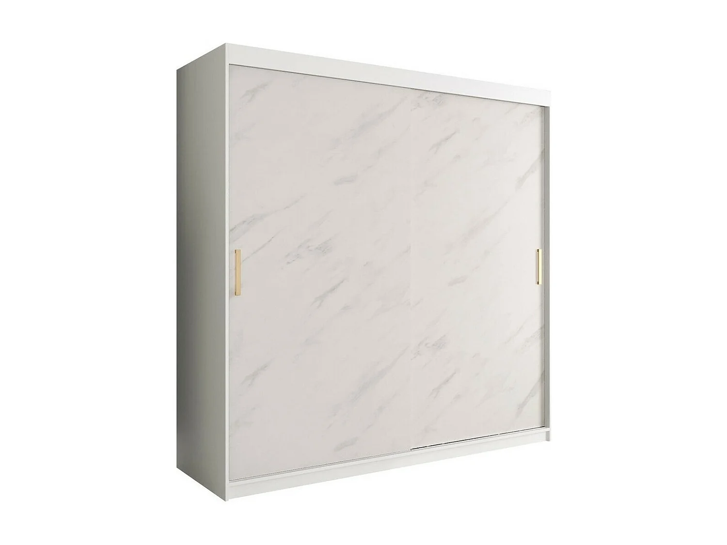 Armadio Hartford 250, Marmo bianco|Opaca bianco, 200x200x62cm, Porte armadi: Scorrevoli