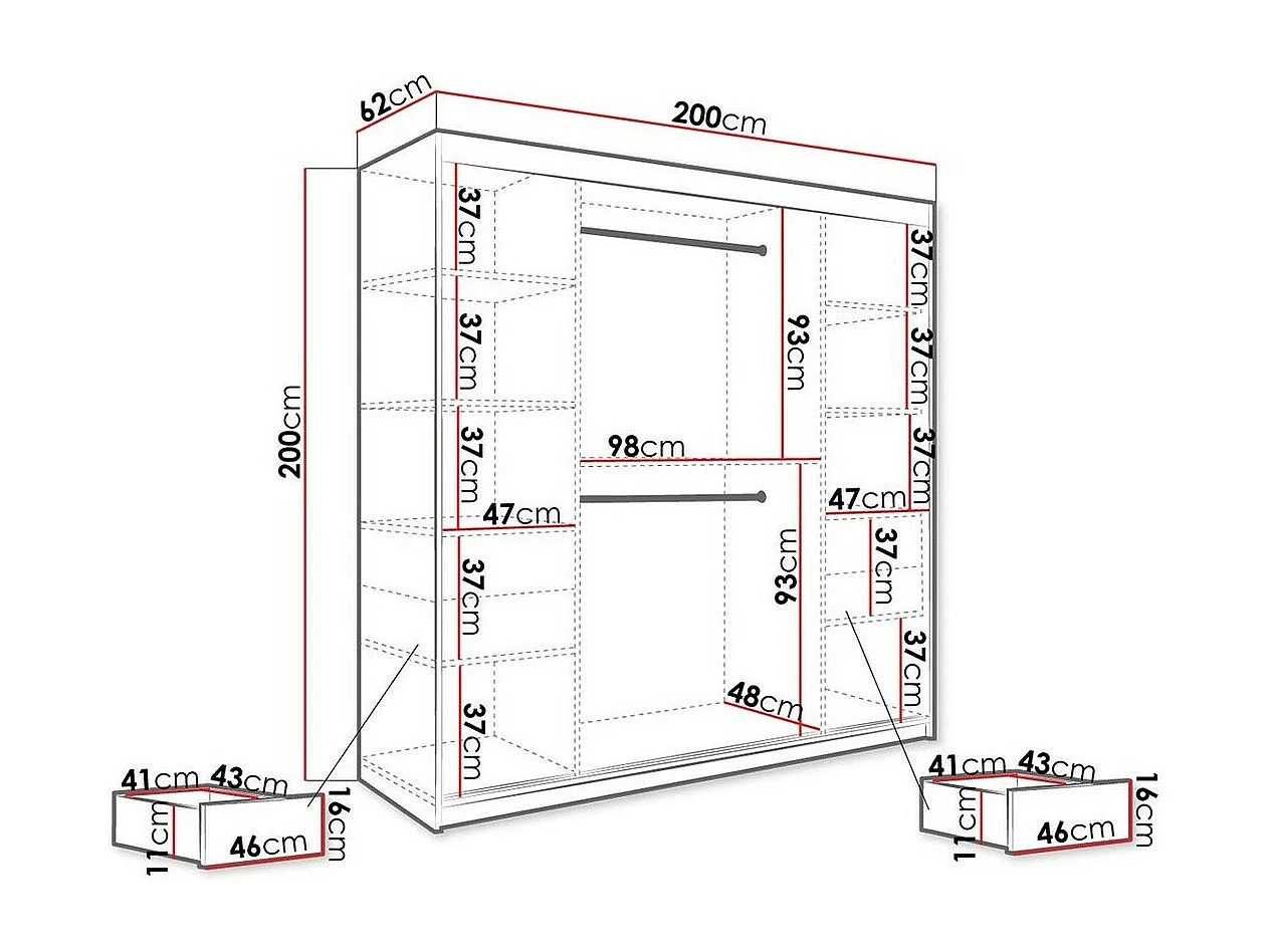 Armadio Hartford 250, Marmo bianco|Opaca bianco, 200x200x62cm, Porte armadi: Scorrevoli