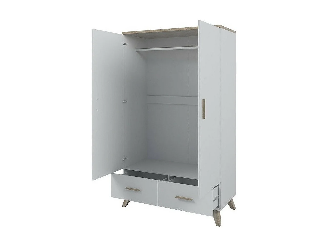 Armoire Larfloi 111, Noir|Chêne wotan, 190x110x55cm