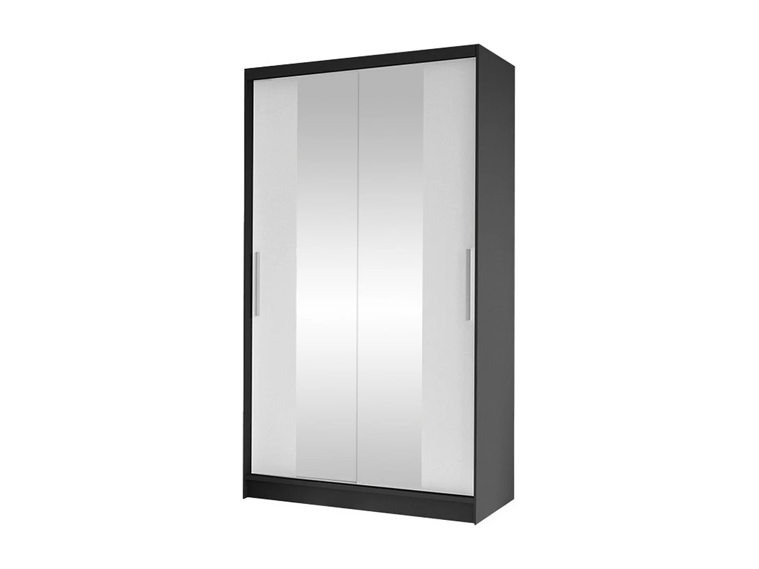 Armoire Closico 163, Blanc|Noir, 200x100x58cm, Portes d'armoire: Coulissantes