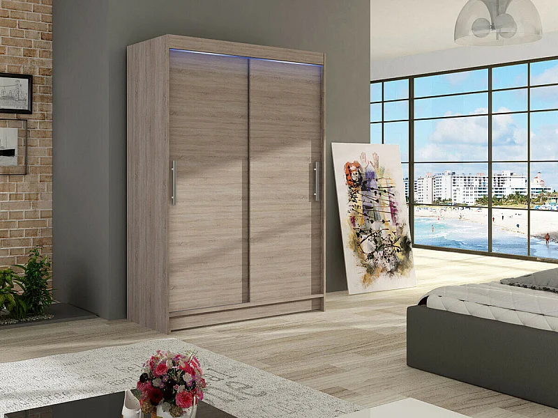Armoire Closico 117, Truffe chêne, 200x120x58cm, Portes d'armoire: Coulissantes