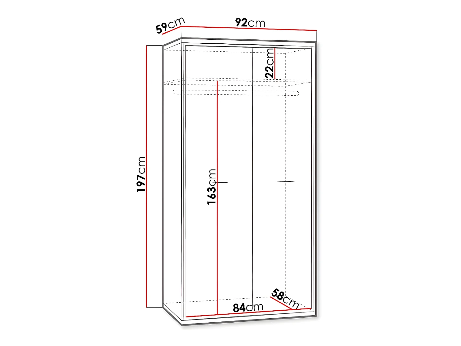 Roupeiro Etrmoni 100, Número de prateleiras: 1, 20x9x6cm