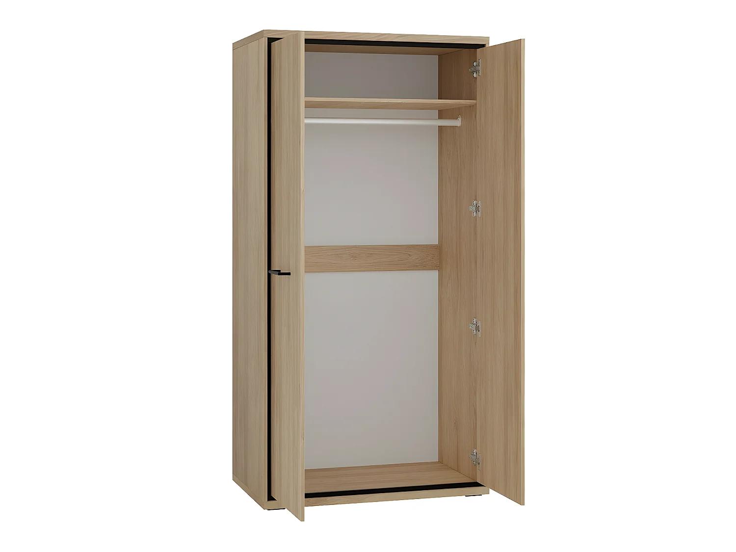 Armario Etrmoni 100, Luminoso madera, 197x92x59cm, Puertas de armario: Con bisagras