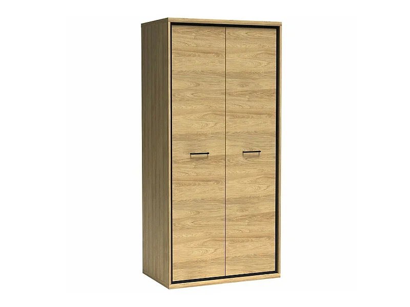 Armoire Etrmoni 100, Clair bois, 197x92x59cm, Portes d'armoire: Avec des charnières