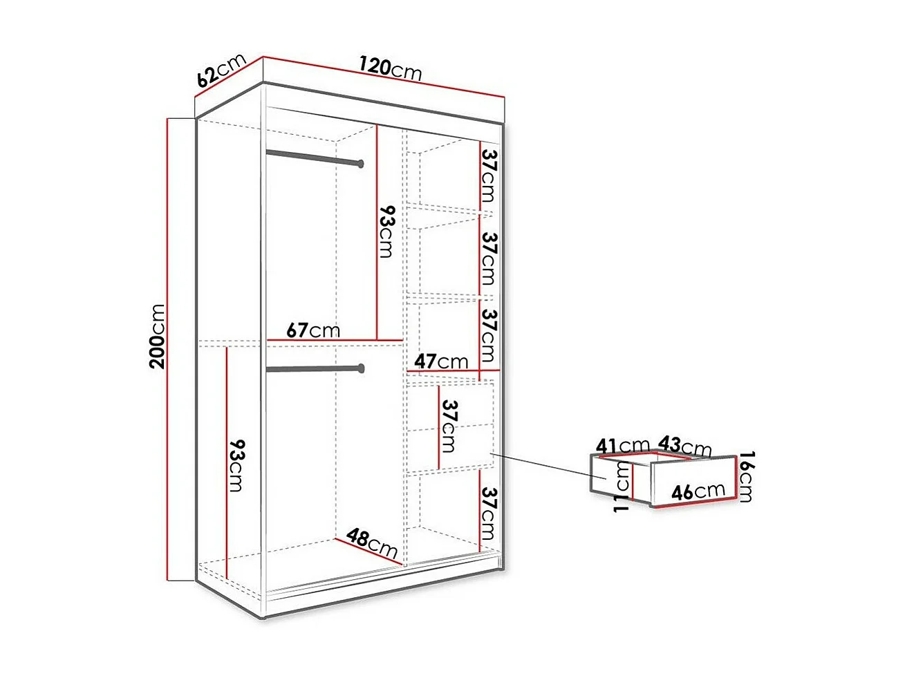 Armario Hartford 241, Negro mate|Mármol negro, 200x120x62cm, Número de estantes: 4