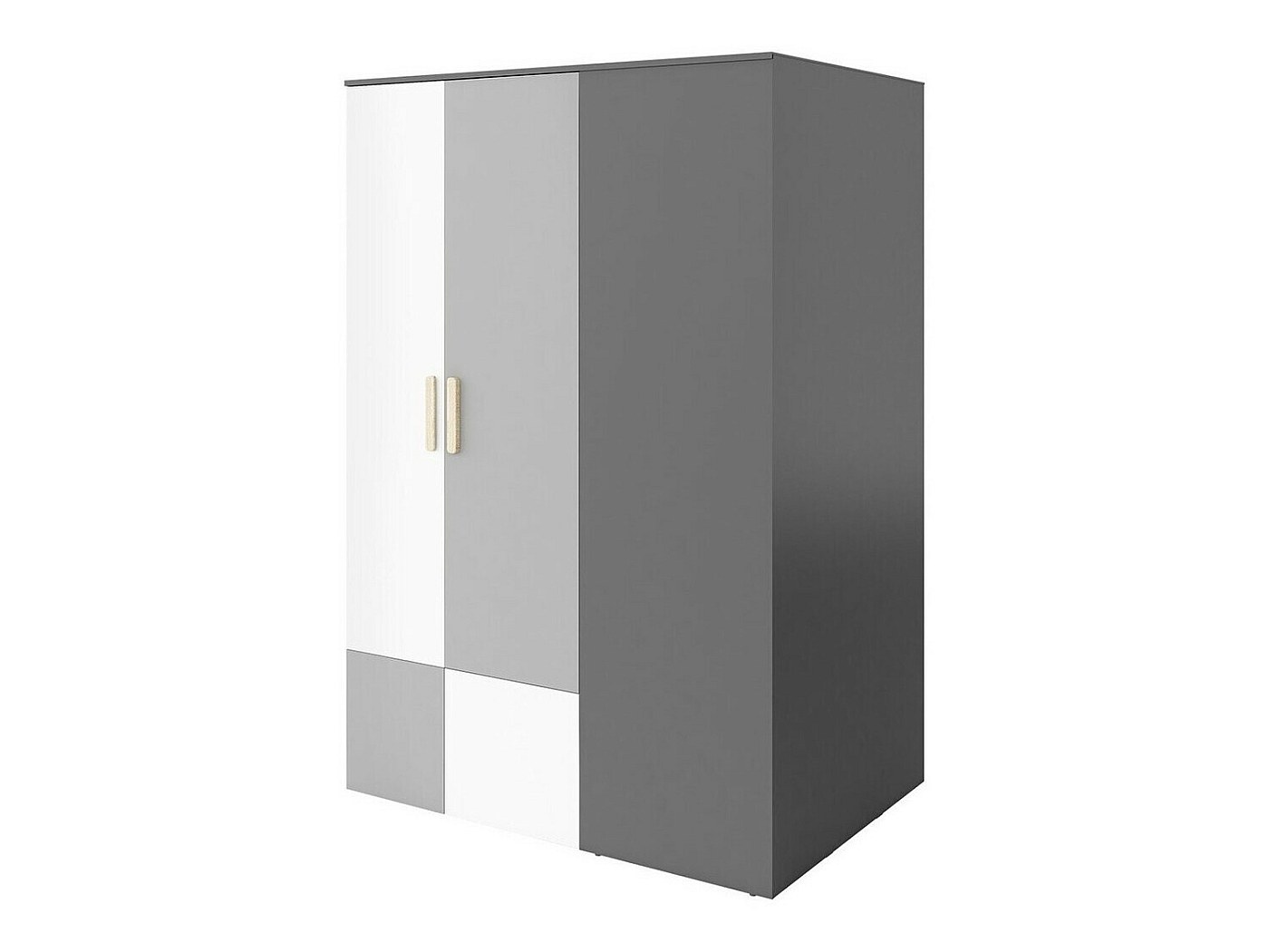 Armoire Fresno E120, GraphiteBlancGris clair, 193x130x93cm