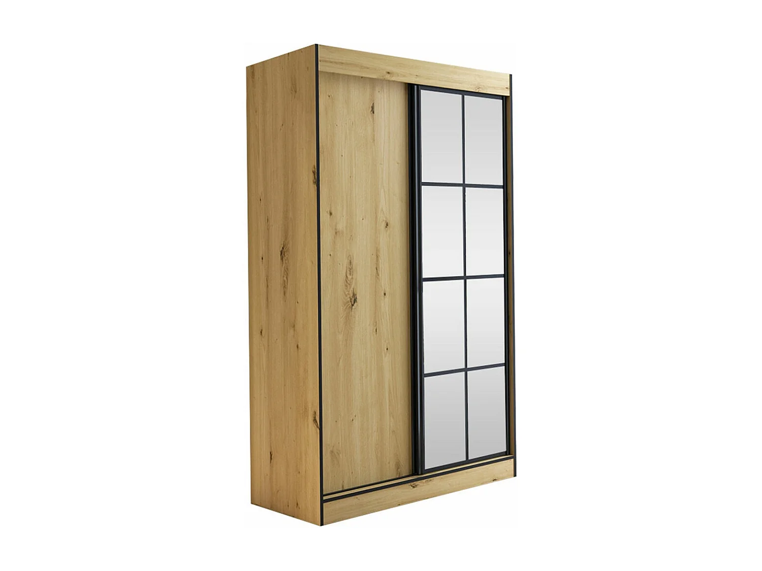 Armario Toledo 118, Roble Artisan|Negro, 216x120x65cm, Puertas de armario: Correderas