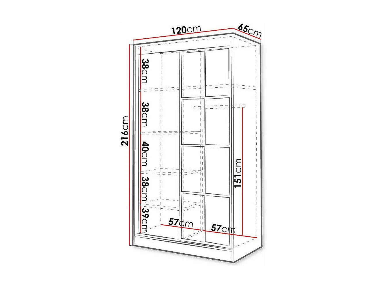 Armario Toledo 118, Roble Artisan|Negro, 216x120x65cm, Puertas de armario: Correderas